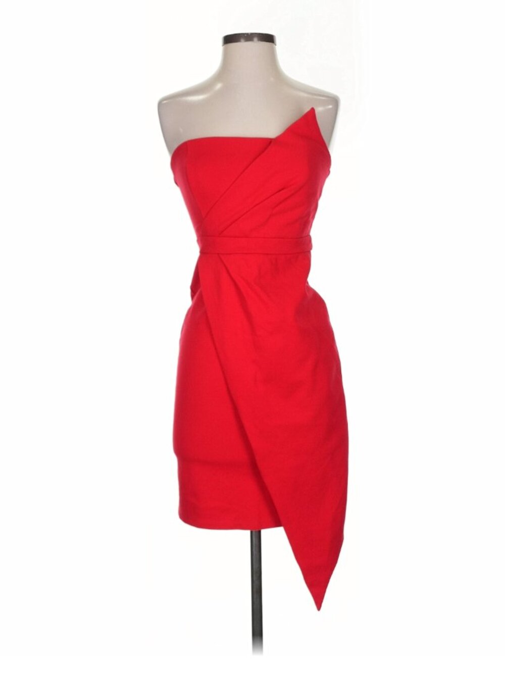 Red Midi Bodycon Dress Asymmetrical